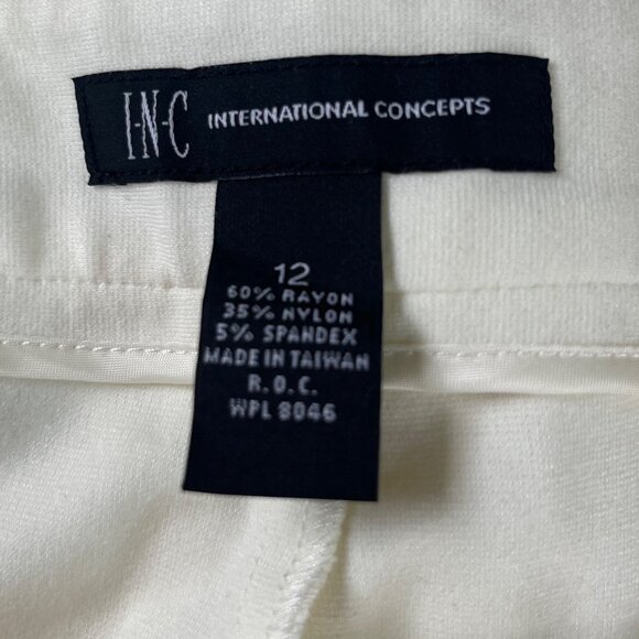 INC International Concept Boot Leg Curvy Fit Pants Womens Size 12 New Cream - Picture 8 of 12